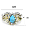 WildKlass Stainless Steel Ring Two-Tone IP Gold Women Synthetic Turquoise-WildKlass Jewelry