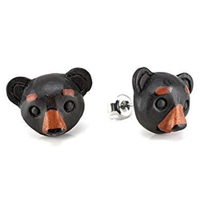 WildKlass Black Bear Moji Makerpin Earring Studs-WildKlass Jewelry