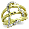WildKlass Stainless Steel Ring Two-Tone IP Gold Women Top Grade Crystal Clear-WildKlass Jewelry