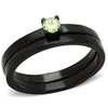 WildKlass Stainless Steel Ring IP Black Women AAA Grade CZ Apple Green Color-WildKlass Jewelry