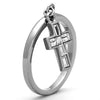 WildKlass Stainless Steel Cross Ring High Polished (no Plating) Women AAA Grade CZ Clear-WildKlass Jewelry