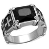 WildKlass Stainless Steel Ring High Polished (no Plating) Men Synthetic Jet-WildKlass Jewelry