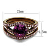 WildKlass Stainless Steel Ring IP Coffee Light Women Top Grade Crystal Amethyst-WildKlass Jewelry