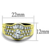 WildKlass Stainless Steel Ring IP Gold Women AAA Grade CZ Clear-WildKlass Jewelry