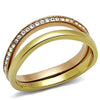 WildKlass Stainless Steel Ring IP Gold & IP Rose Gold Women Top Grade Crystal Clear-WildKlass Jewelry