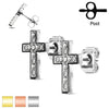 Pair of CZ Paved Cross Stainless Steel WildKlass Stud Earrings-WildKlass Jewelry