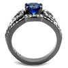 WildKlass Stainless Steel Ring IP Light Black (IP Gun) Women Synthetic London Blue-WildKlass Jewelry