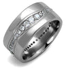 WildKlass Stainless Steel Ring High Polished Men AAA Grade CZ Clear-WildKlass Jewelry