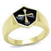 WildKlass Stainless Steel Ring IP GoldMen Epoxy Jet-WildKlass Jewelry