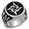 WildKlass Stainless Steel Ring High Polished Men Epoxy Jet-WildKlass Jewelry