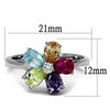 WildKlass Stainless Steel Ring High Polished Women AAA Grade CZ Multi Color-WildKlass Jewelry
