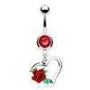 1-Gem/Heart w/ Flower WildKlass Navel Ring (Sold by Piece)-WildKlass Jewelry