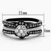 WildKlass Stainless Steel Flower Ring Two-Tone IP Black Women AAA Grade CZ Clear-WildKlass Jewelry