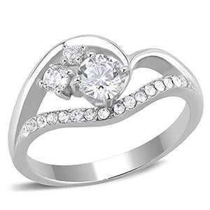 WildKlass Stainless Steel Ring High Polished Women AAA Grade CZ Clear-WildKlass Jewelry