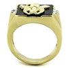WildKlass Stainless Steel Ring IP Gold Men Synthetic Jet-WildKlass Jewelry