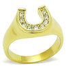 WildKlass Stainless Steel Charm Ring IP Gold Women Top Grade Crystal Clear-WildKlass Jewelry