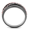 WildKlass Stainless Steel Ring IP Light Black (IP Gun) Women Top Grade Crystal Light Peach-WildKlass Jewelry