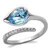WildKlass Stainless Steel Ring High Polished Women Top Grade Crystal Sea Blue-WildKlass Jewelry