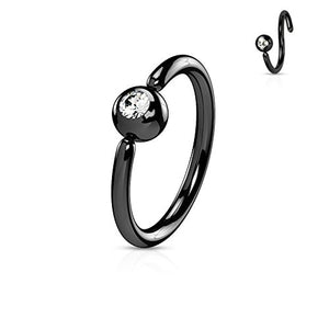 Front Facing Press Fit Gem Ball Fixed IP Over 316L Surgical Steel WildKlass Hoop Rings for Ear, Nose, Eyebrow and More-WildKlass Jewelry
