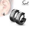 WildKlass Pair of Lined Square Gems Set Front Stainless Steel Hoop/Huggie Earrings-WildKlass Jewelry