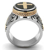 WildKlass Stainless Steel Ring Two-Tone IP Rose Gold Men Epoxy Jet-WildKlass Jewelry