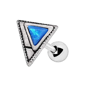 316L Stainless WildKlass Steel Blue Synthetic Opal Triangle Cartilage Earring-WildKlass Jewelry