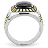 WildKlass Stainless Steel Ring Two-Tone IP Gold Men Synthetic Jet-WildKlass Jewelry