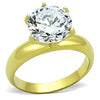 WildKlass Stainless Solitaire Steel Ring IP Gold Women AAA Grade CZ Clear-WildKlass Jewelry