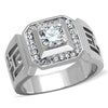 WildKlass Stainless Steel Ring High Polished (no Plating) Men AAA Grade CZ Clear-WildKlass Jewelry