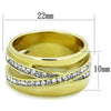 WildKlass Stainless Steel Ring Two-Tone IP Gold Women Top Grade Crystal Clear-WildKlass Jewelry
