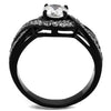 WildKlass Stainless Steel Ring Two-Tone IP Black Women AAA Grade CZ Clear-WildKlass Jewelry