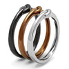 WildKlass Stainless Steel Ring Three Tone IP（IP Light Coffee & IP Light Black & High Polished Women-WildKlass Jewelry