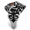 WildKlass Stainless Steel Ring High Polished Men AAA Grade CZ Garnet-WildKlass Jewelry
