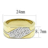 WildKlass Stainless Steel Ring Two-Tone IP Gold Men Top Grade Crystal Clear-WildKlass Jewelry