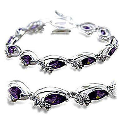 WildKlass Stainless Steel Western Bracelet Rhodium Women AAA Grade CZ Amethyst-WildKlass Jewelry