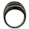 WildKlass Stainless Steel Ring IP Black Women Top Grade Crystal Black Diamond-WildKlass Jewelry