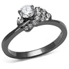 WildKlass Stainless Steel Ring IP Light Black (IP Gun) Women AAA Grade CZ Clear-WildKlass Jewelry