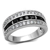 WildKlass Stainless Steel Ring High Polished Women AAA Grade CZ Black Diamond-WildKlass Jewelry