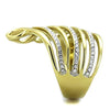 WildKlass Stainless Steel Ring Two-Tone IP Gold Women Top Grade Crystal Clear-WildKlass Jewelry