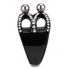 WildKlass Stainless Steel Ring IP Light Black (IP Gun) Women Synthetic Gray-WildKlass Jewelry
