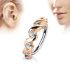 WildKlass CZ Set Twisted Half Circle Top 316L Surgical Steel Nose, Cartilage Hoop Rings-WildKlass Jewelry