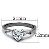 WildKlass Stainless Steel Heart Ring High Polished (no Plating) Women AAA Grade CZ Clear-WildKlass Jewelry