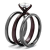 WildKlass Stainless Steel Ring IP Light Black (IP Gun) & IP Dark Brown (IP Coffee) Women AAA Grade CZ Clear-WildKlass Jewelry