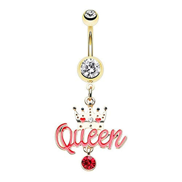 Golden Queen Bee HBIC WildKlass Belly Button Ring-WildKlass Jewelry