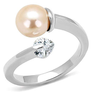 WildKlass Stainless Steel Ring High Polished Women Synthetic Light Peach-WildKlass Jewelry