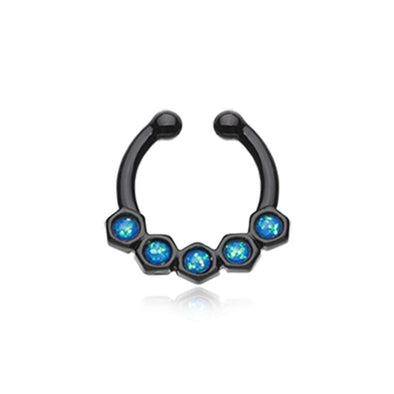 Colorline Opal Hexa Gemina WildKlass Fake Septum Clip-On Ring-WildKlass Jewelry