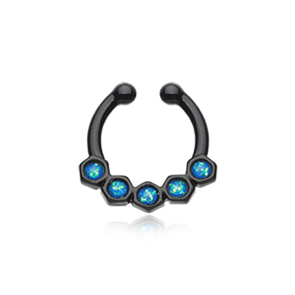Colorline Opal Hexa Gemina WildKlass Fake Septum Clip-On Ring-WildKlass Jewelry
