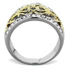 WildKlass Stainless Steel Ring Two-Tone IP Gold Women Top Grade Crystal Clear-WildKlass Jewelry