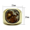WildKlass Stainless Steel Ring IP GoldMen Semi-Precious Smoked Quartz-WildKlass Jewelry