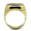 WildKlass Stainless Steel Ring IP GoldMen Semi-Precious Smoked Quartz-WildKlass Jewelry